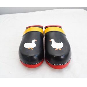 Skane Toffeln Clogs Goose Painted Wood Sole Made in Sweden Size 40 9
